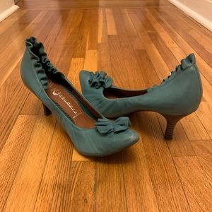 Jeffrey Campbell Teal Leather Pumps